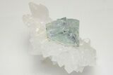 Fluorescent Purple & Green Cubic Fluorite On Quartz - China #205569-2